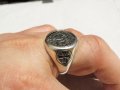 Стар Мъжки сребърен пръстен тамплиерски с ордена sigillvm militum xpisti - Войни на Христа., снимка 6
