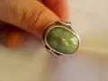 Уникален сребърен пръстен с нефрит , снимка 1