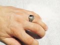 мъжки сребърен пръстен, османски пръстен с голям  камък и  тугра,тура, турски пръстен сребро, снимка 5