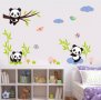 3 панди панда детски самозалепващ стикер лепенка за стена мебел детска стая, снимка 2
