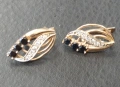 Украински златни обеци с черен топаз и куб.циркон , снимка 1