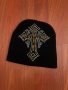 Зимна черна шапка с камъни Кръст, снимка 1 - Шапки - 30938971