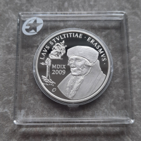 Възпоменателна сребърна монета 10 Euros - Albert II Erasmus, снимка 3 - Нумизматика и бонистика - 44715483