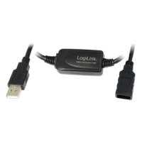 Кабел USB-A към USB-A 2.0 LogiLink UA0147 Черен 25м USB 2.0 + Repeater Type A - A M/F, снимка 1 - USB кабели - 31269525
