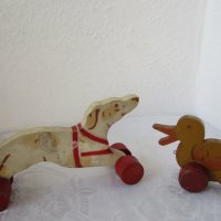 Дървено пате и куче играчка с колелца, снимка 7 - Колекции - 29299517