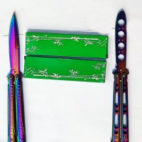 Нож пеперуда Хамелеон, два броя в комплект- остра и тъпа за тренировки, снимка 1 - Бойно оръжие - 37045857