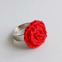 Комплект пръстен и обеци с плетени розички , снимка 2 - Подаръци за жени - 31170635