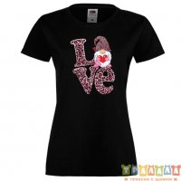 Дамска тениска Свети Валентин Love Gnome Valentine's 11, снимка 3 - Тениски - 35547227
