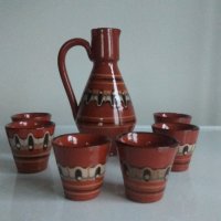 Троянска керамика, сервиз за ракия с 6 чашки и лот съдове. , снимка 5 - Сервизи - 44373216