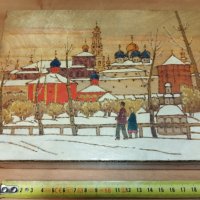 Стара руска, дървена кутия, пирограф и бои, снимка 1 - Колекции - 39411593