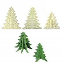 3D 3 бр Коледна елха пластмасови форми с релеф резци печати за направа с фондан и др, снимка 1 - Форми - 35204213