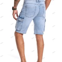 Мъжки дънкови къси панталони с няколко джоба, 2цвята - 023 , снимка 3 - Къси панталони - 40588267