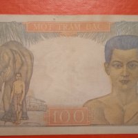 Банкнота 100 пиастри Френски Индокитай , снимка 2 - Нумизматика и бонистика - 42600550