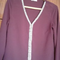 Дамска блуза бордо - С размер, снимка 2 - Блузи с дълъг ръкав и пуловери - 30341682