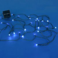 Соларни коледни лампички, Студено бяло, 60 LED, С програми, снимка 1 - Соларни лампи - 42739531