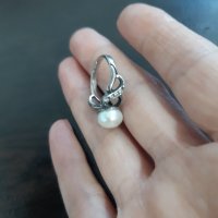 Руски много класен сребърен пръстен естествена перла, снимка 3 - Пръстени - 38704459