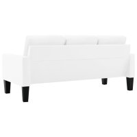 Комплект мека мебел, 3 части, бял, изкуствена кожа, снимка 4 - Дивани и мека мебел - 40304925