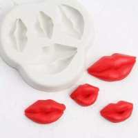 4 Целувки устни устна уста силиконов молд форма фондан шоколад смола, снимка 1 - Форми - 32140600