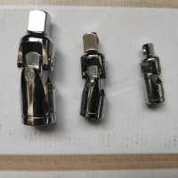 3 броя подвижни кардани рамена накрайници хром ванадий  1/2 , 3/8 , 1/4, снимка 1 - Други инструменти - 35200606