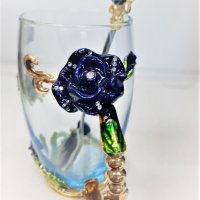  Огнеупорна, Бутикова Чаша с цветя и пеперуда, снимка 4 - Чаши - 35575230