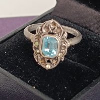  Красив сребърен пръстен с аквамарин2 BU, снимка 4 - Пръстени - 44389334