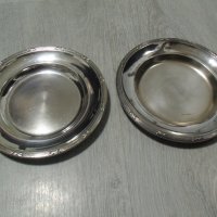 № 5009 две стари малки метални чинийки - prima NS  - печат / маркировка  - NS никелово сребро   - ди, снимка 1 - Други ценни предмети - 31567154