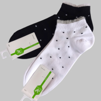 Красиви дамски памучни чорапки с тюлени къдрички на ластика, снимка 4 - Дамски чорапи - 44757149