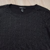 Черна блуза със сребърни точки Mango, снимка 1 - Блузи с дълъг ръкав и пуловери - 35643577