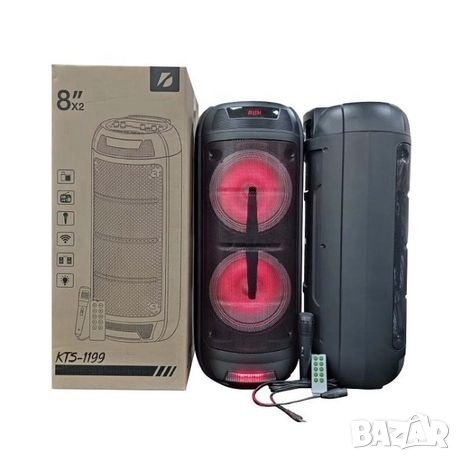 Преносима двойна тонколона KTS-1199 с mp3/ usb/ bluetooth микрофон, снимка 1
