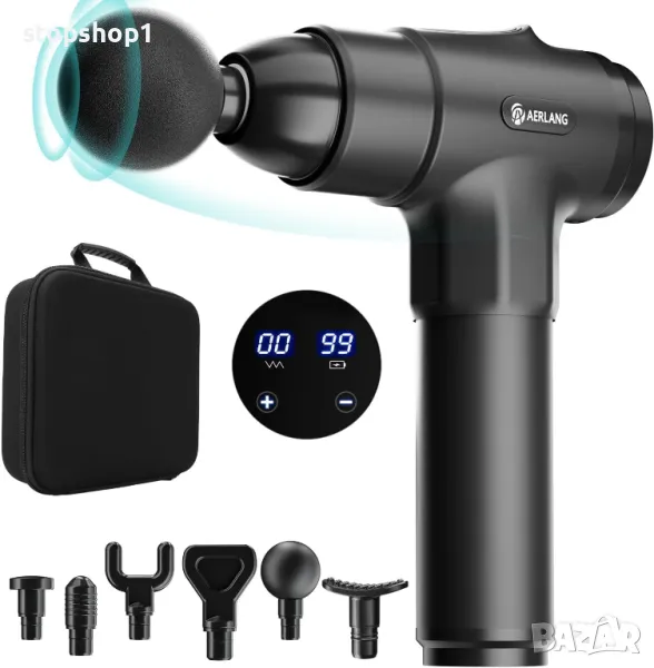 AERLANG масажен пистолет, масажен пистолет, масажор за дълбоки тъкани, масажен пистолет, пистолет за, снимка 1