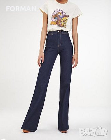 УНИКАЛНИ тъмносини дънки с висока талия , снимка 1