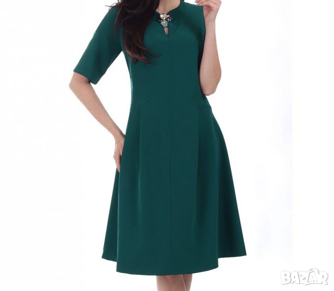 Зелена рокля с ефектно деколте марка Margo Collection L/XL, снимка 1