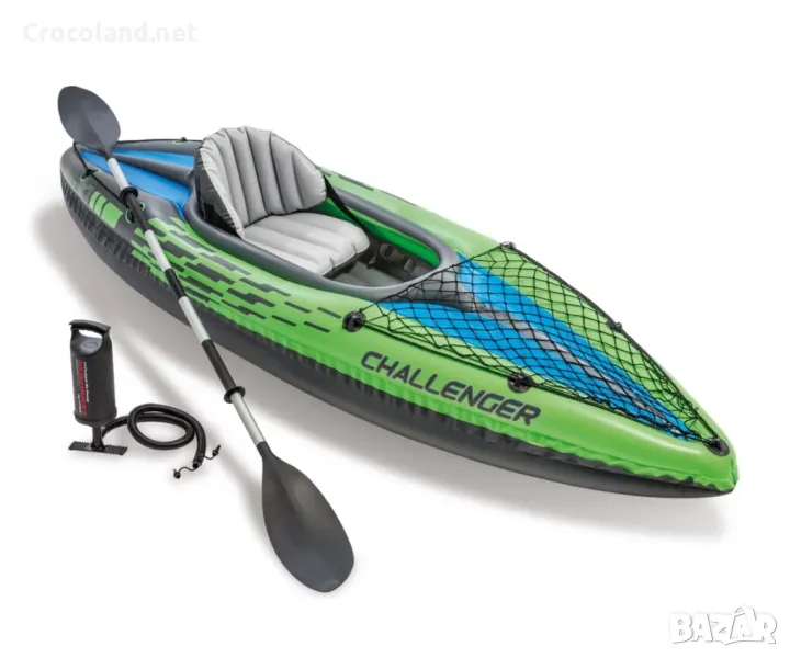 Надуваем каяк Challenger K1 Intex, единичен, 274 x 76 см, PVC, яркозелен, снимка 1