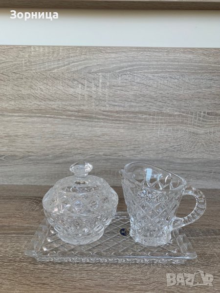 Кристална каничка и захарница Bohemia , снимка 1