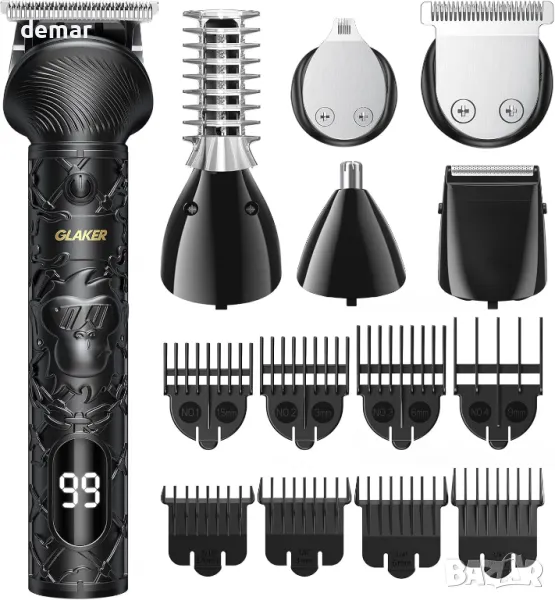 GLAKER Безжичен акумулаторен тример за мъже 6 в 1, (черен) ; (златен), снимка 1