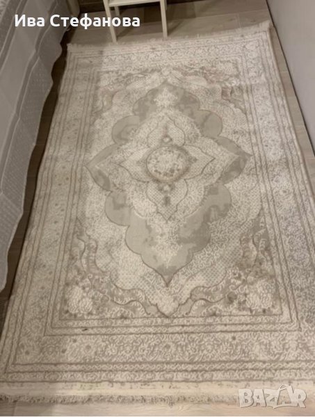 Нов модерен противоправови антиалергичен релефен бежов килим , снимка 1