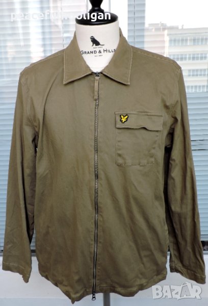 Lyle & Scott Mens Khaki Green Full Zip Lightweight Casual Jacket Size L, снимка 1