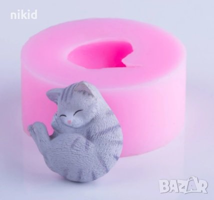 извито коте котенце силиконов молд форма декорация украса фондан торта шоколад гипс, снимка 1