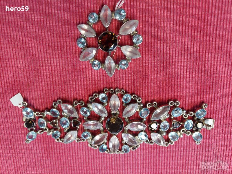 Масивна сребърна гривна с брошка/ сребро 925/, снимка 1