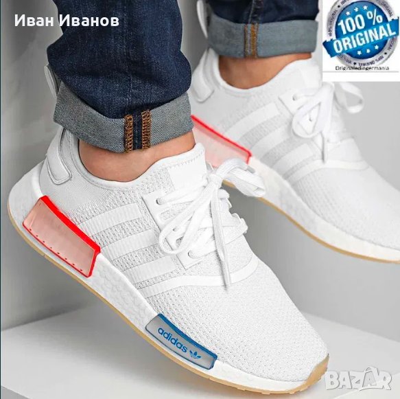 маратонки  adidas NMD R1 White Lush Blue GX1050  номер 43-44, снимка 1