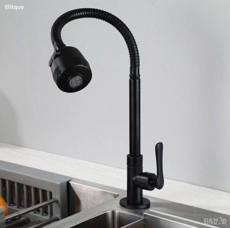 Кухненски смесител , стил и красота в  черно САМО ЗА СТУДЕНА ВОДА, снимка 1
