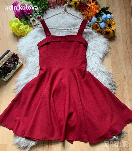 Елегантна рокля бордо, снимка 1