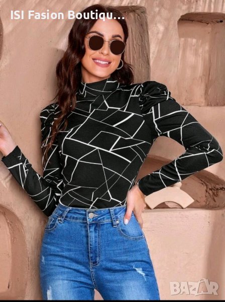 Ефектна дамска блуза с Гео принт, снимка 1
