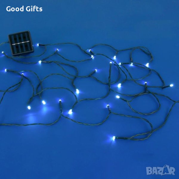 Соларни коледни лампички, Студено бяло, 60 LED, С програми, снимка 1