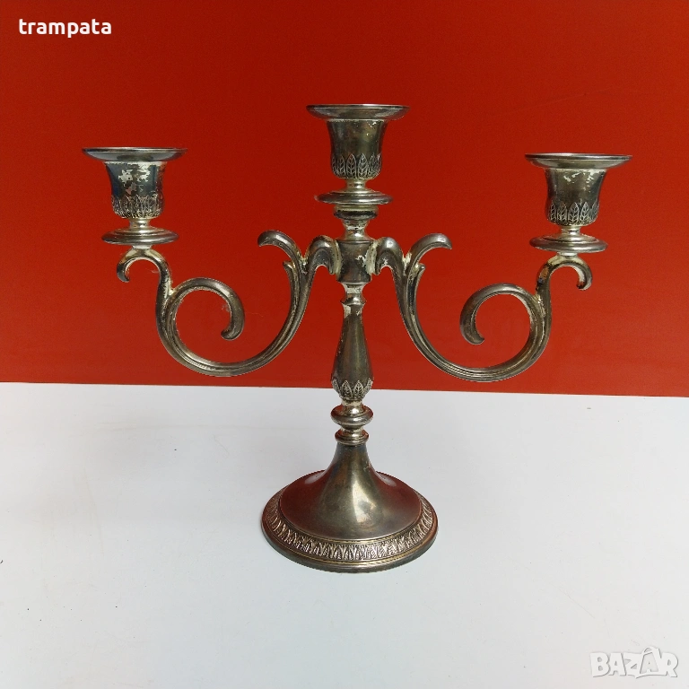 НАЙ ДОБРАТА ОФЕРТА Стар немски метален свещник , снимка 1