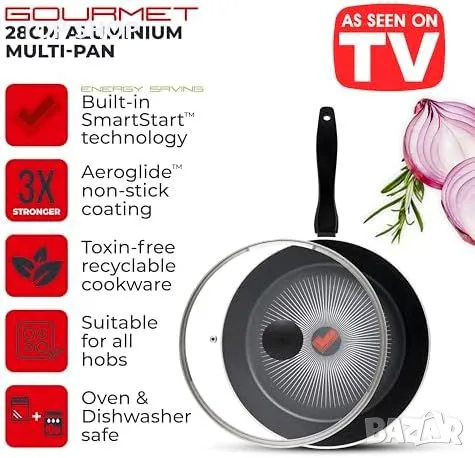 Нов Индукционен 28cm Тиган Tower с Капак за готвене фурна кухня дом, снимка 1