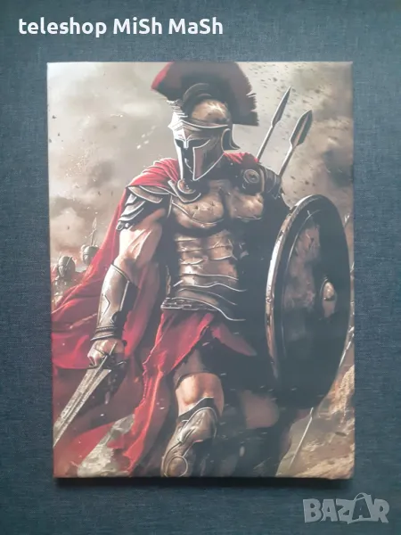 Нова картина платно на дървена рамка със Спартански войн , снимка 1