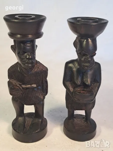 африкански свещници от абанос  22/2, снимка 1