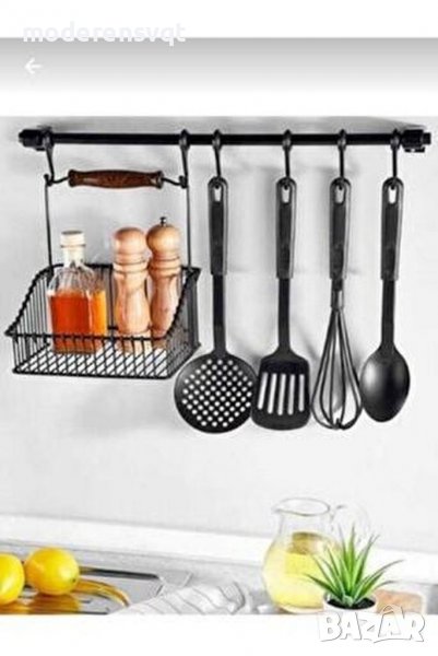 Ретро кухненски комплект със закачалка и кош, снимка 1