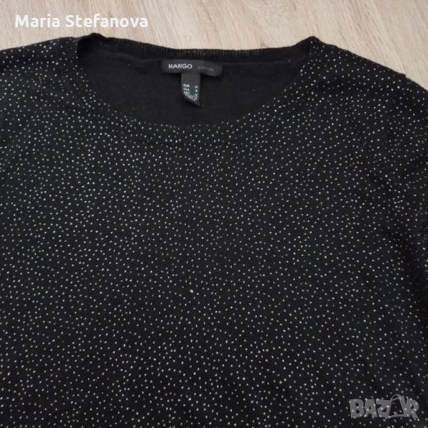 Черна блуза със сребърни точки Mango, снимка 1